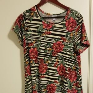 LuLaRoe Carly L Dress Floral and Stripes